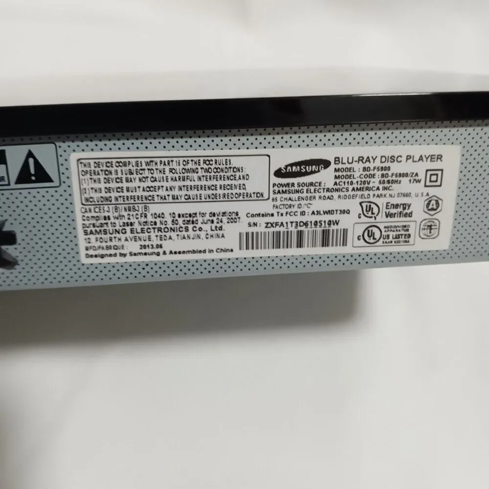 Samsung BD-F5900 3D Blu-ray DVD Player with HDMI Streaming and Wi-Fi No Remote
